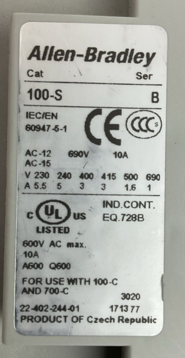 ALLEN BRADLEY STARTER (300-DOD*930 CONTACTOR COIL 24VDC 193EEGE OVERLOAD RELAY)