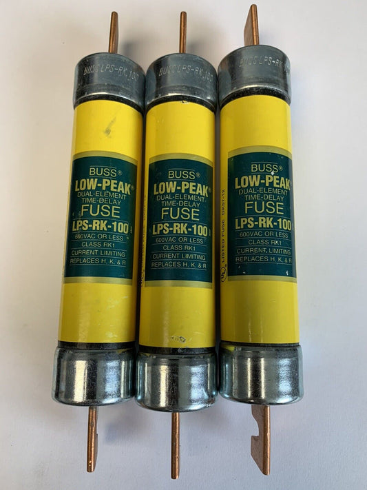 Bussmann Low-Peak LPS-RK-100 100A 600V Fuse "Lot of 3"