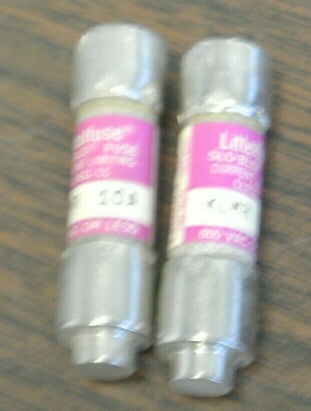 LOT of 2 / LITTELFUSE KLMR10 MIDGET FAST-ACTING FUSE / 10A / 600V / NEW SURPLUS