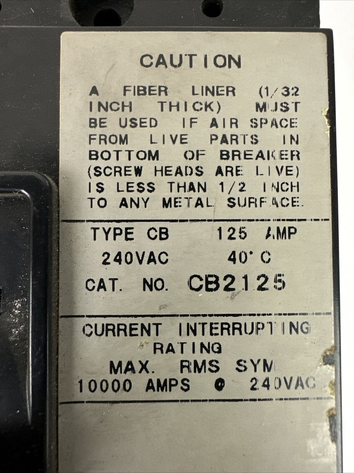 CHALLENGER CB2125 CIRCUIT BREAKER 125AMP 240VAC 2POLE