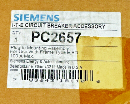 SIEMENS / ITE - PC2657 - PLUG-IN MOUNTING ASSEMBLY FOR FRAME E, ED - 100 AMP