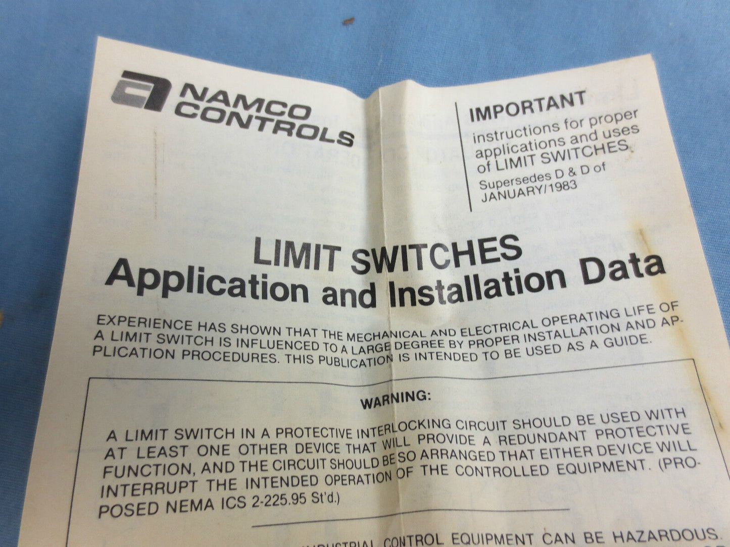 NAMCO EA510-17702 FLEX-LOCK LIMIT SWITCH - NEW SURPLUS