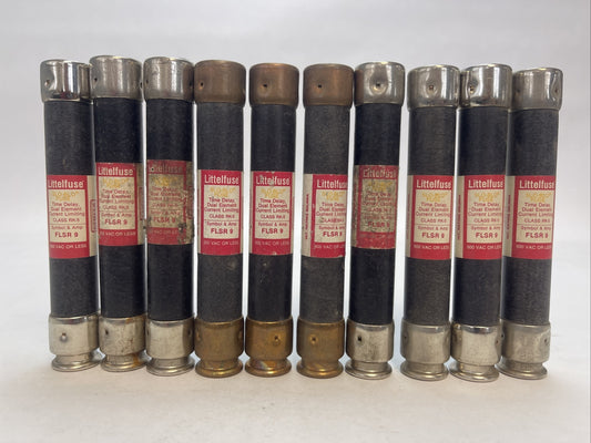 LITTELFUSE FLSR9 SLO-BLO TIME DELAY DUAL ELEMENT FUSE 9AMP 600VAC (LOT OF 10)