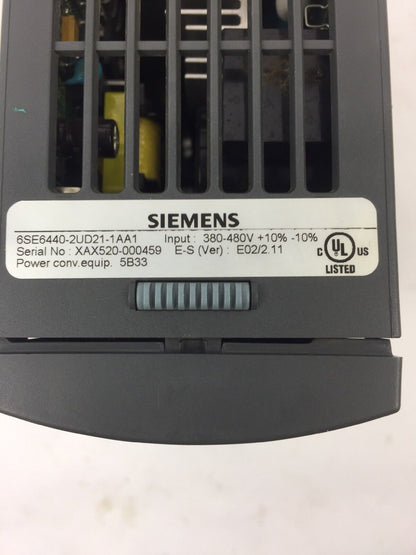 SIEMENS 6SE6440-2UD21-1AA1 MICROMASTER 440 INPUT: 380-480V