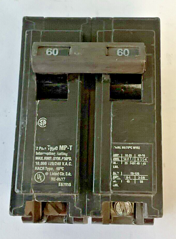 MURRAY MP260 CIRCUIT BREAKER 60A 2POLE TYPE MP-T 120/240VAC