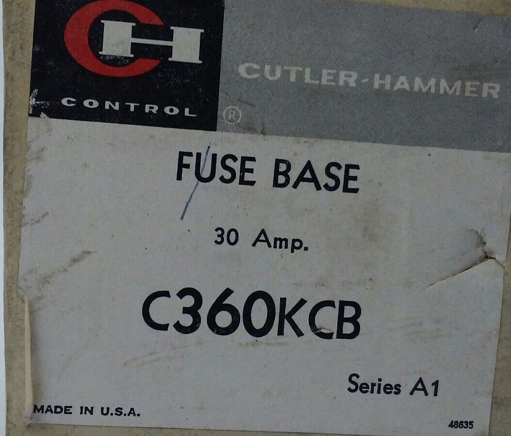 Eaton Cutler Hammer C360KCB Series A1 FUSE BASE - 3 Pole, 30 Amp (NEW IN BOX)