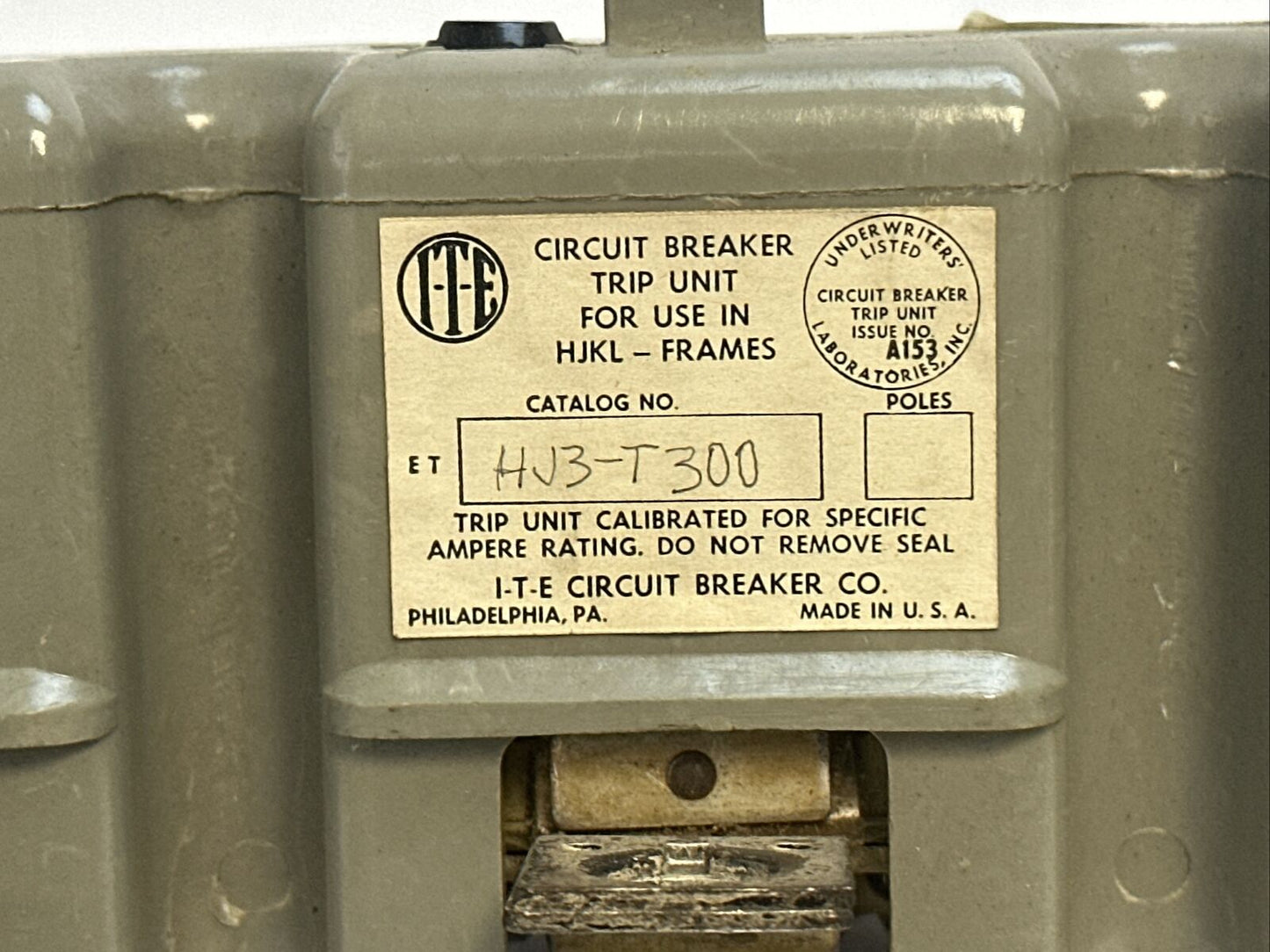 ITE HJ3-T300 CIRCUIT BREAKER TRIP UNIT 300AMP