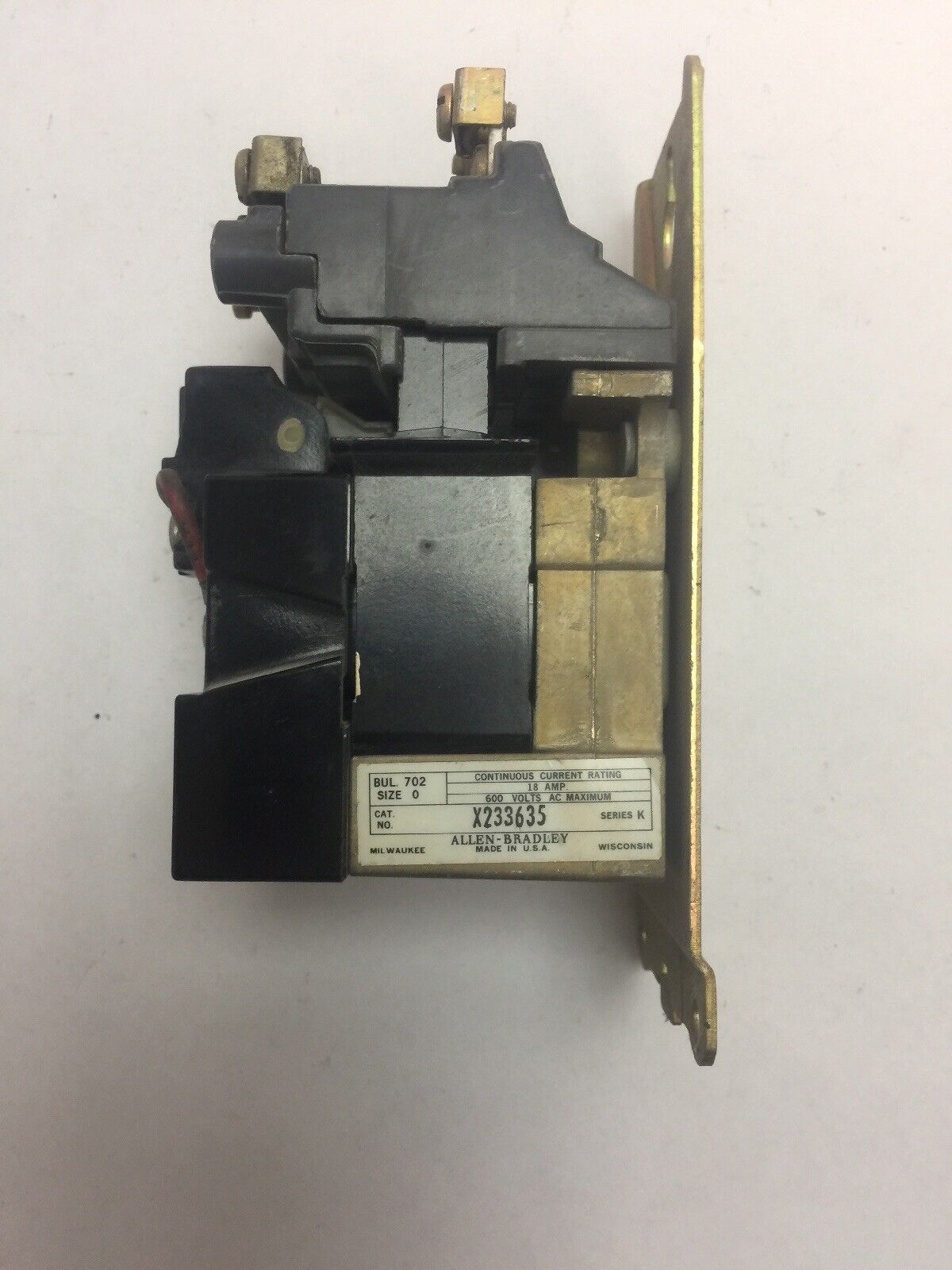 ALLEN BRADLEY X233635 CONTACTOR 600VAC 18AMP SER K SIZE 0 70A86 COIL 120V 60CY