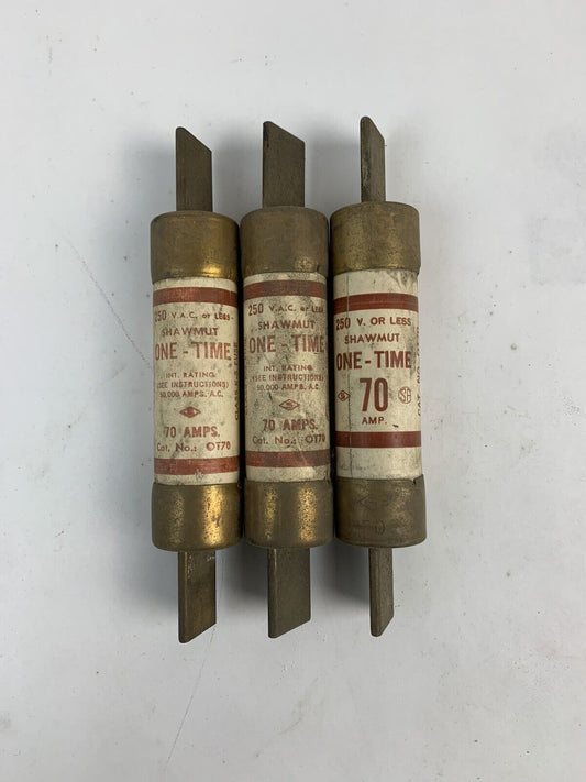 Gould Shawmut One-Time OT70 70A 250V Fuse "Lot of 3"