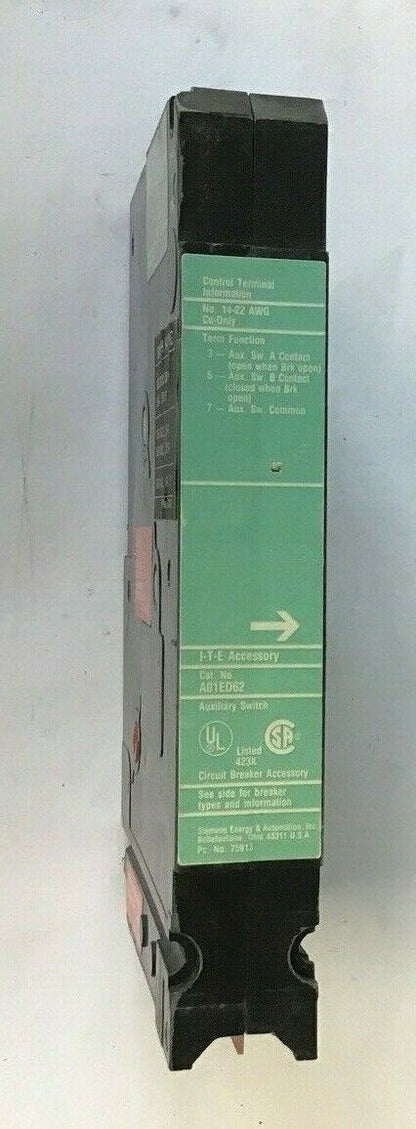 ITE A01ED62 AUXILIARY SWITCH  250V 60HZ 15A 1/3HP