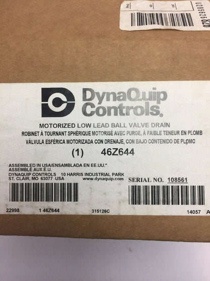 DYNAQUIP CONTROLS 46Z644 1/2" MOTORIZED LOW LEAD BALL VALVE DRAIN