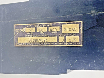 ITE/ SIEMENS/ GOULD - QJ3B175Y1 - CIRCUIT BREAKER - 3POLE, 240 VAC, 175 A, 400hZ