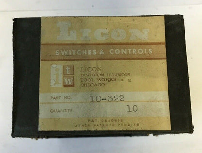 LICON 10-322 LIMIT SWITCH 1HP 15A 480VAC 125VDC***LOTOF6***