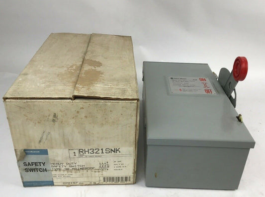 POWERMASTER RH321SNK HEAVY DUTY SAFETY SWITCH, 3R RAINPROOF 30AMP 240VAC FUSIBLE