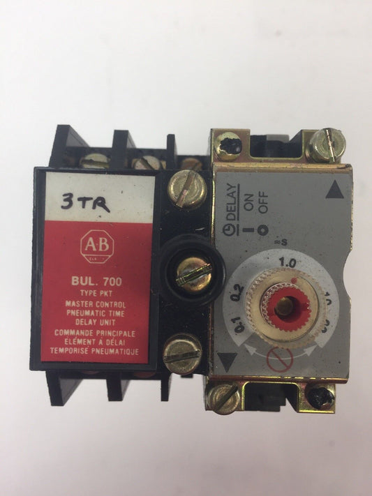 ALLEN BRADLEY 700-PKT400A1 AC RELAY WITH PNEUMATIC TIME DELAY UNIT COIL 115-120V