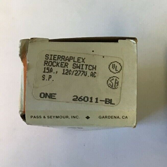 PASS&SEYMOUR  SIERRAPLEX ROCKER SWITCH 15A 120/277VAC 26011-BL