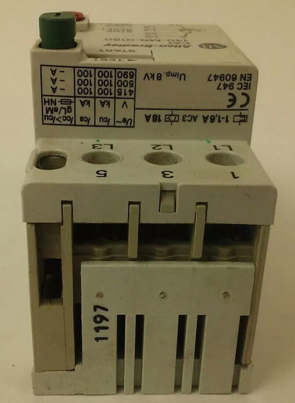 ALLEN BRADLEY 140-MN-0160, MANUEL MOTOR STARTER/ CIRCUIT BREAKER, 3PH, 600V,2.5A