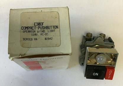 CUTLER HAMMER E30DF COMPACT PUSHBUTTON OPERATOR WIND. LIGHT 120VAC-DC SERIES A4