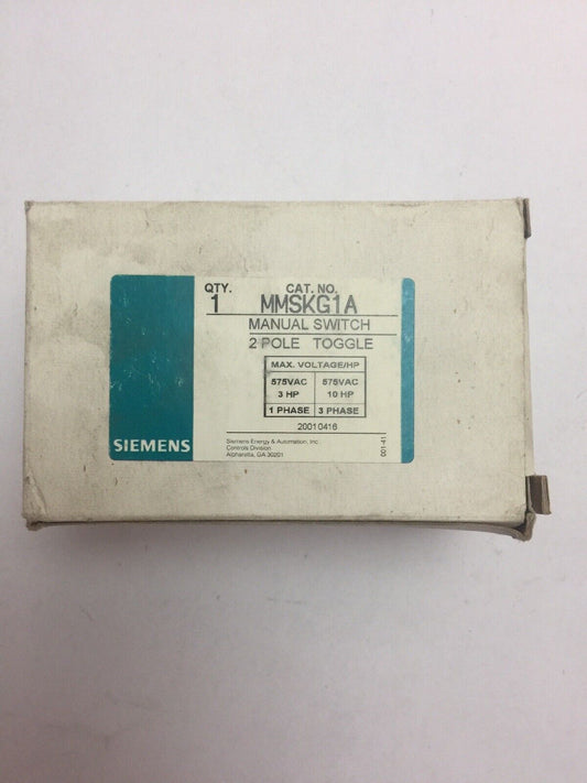 Siemens MMSKG1A Manual Switch Max, Voltage/HP 575VAC 3 HP/75VAC 10 HP 1/3 Phase