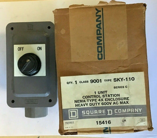 SQUARE D 9001 SKY-110 CONTROL STATION OFF/ON SWITCH ENCLOSURE SER.C 600VAC