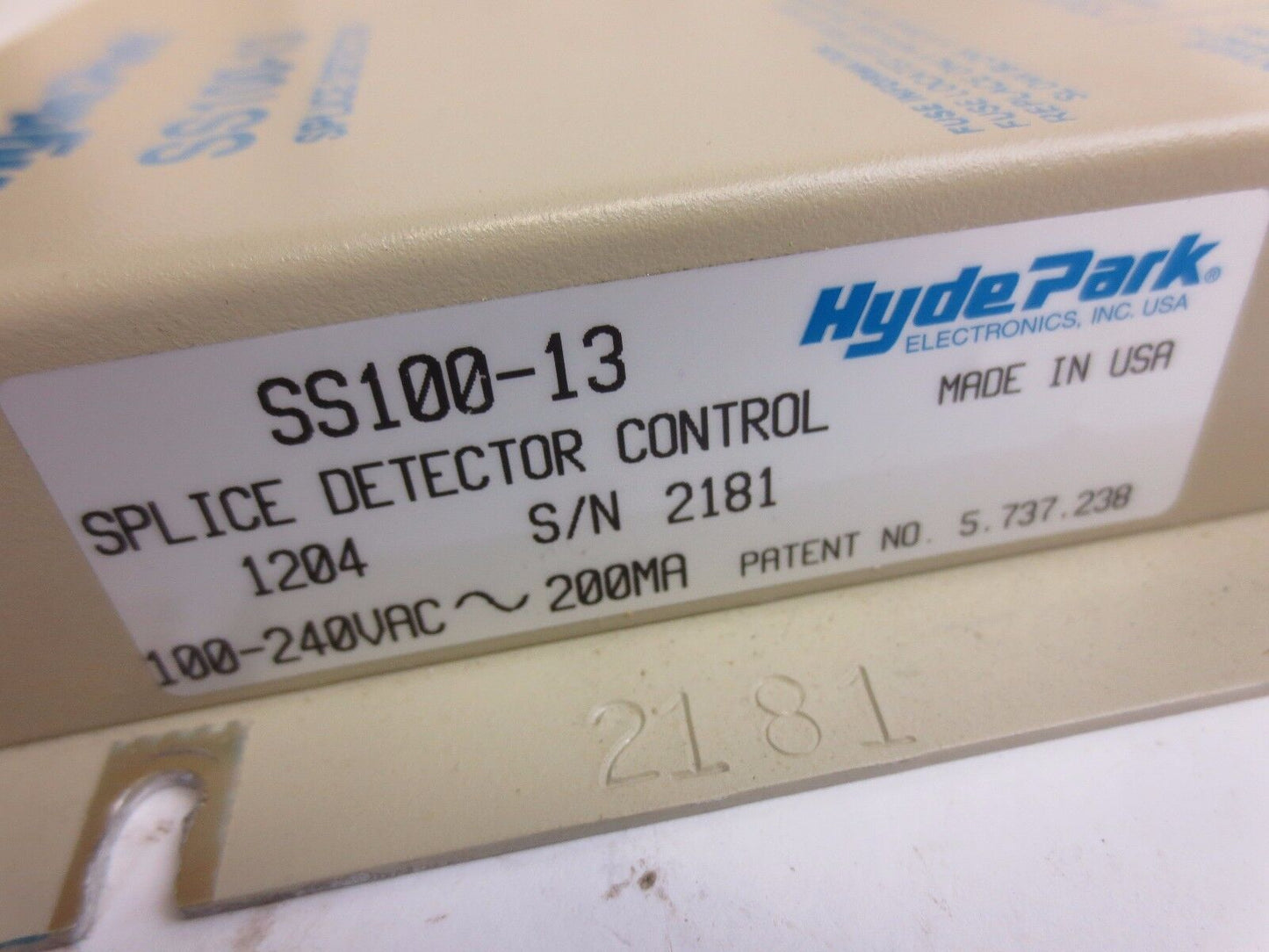 HYDE PARK SS100-13 - SPLICE DETECTOR CONTROL - 200mA, 50/60Hz, 100-240VAC