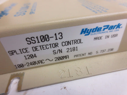 HYDE PARK SS100-13 - SPLICE DETECTOR CONTROL - 200mA, 50/60Hz, 100-240VAC