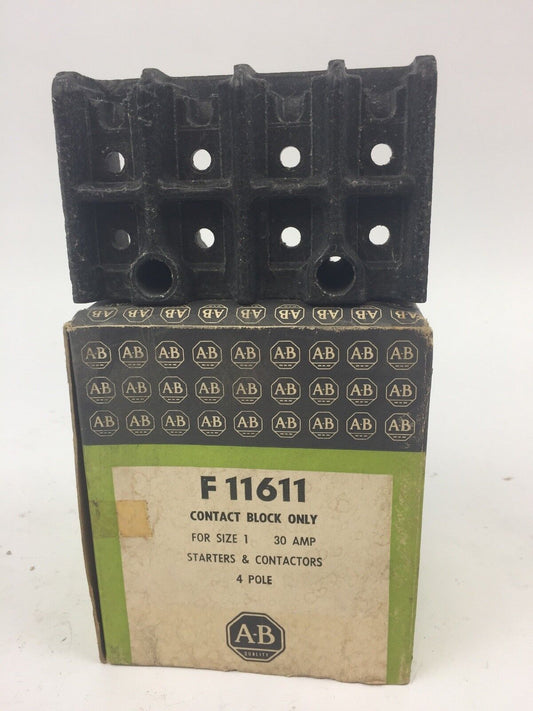 ALLEN BRADLEY F11611 CONTACT BLOCK ONLY FOR SIZE 1 30A STARTER & CONTACTOR 4P