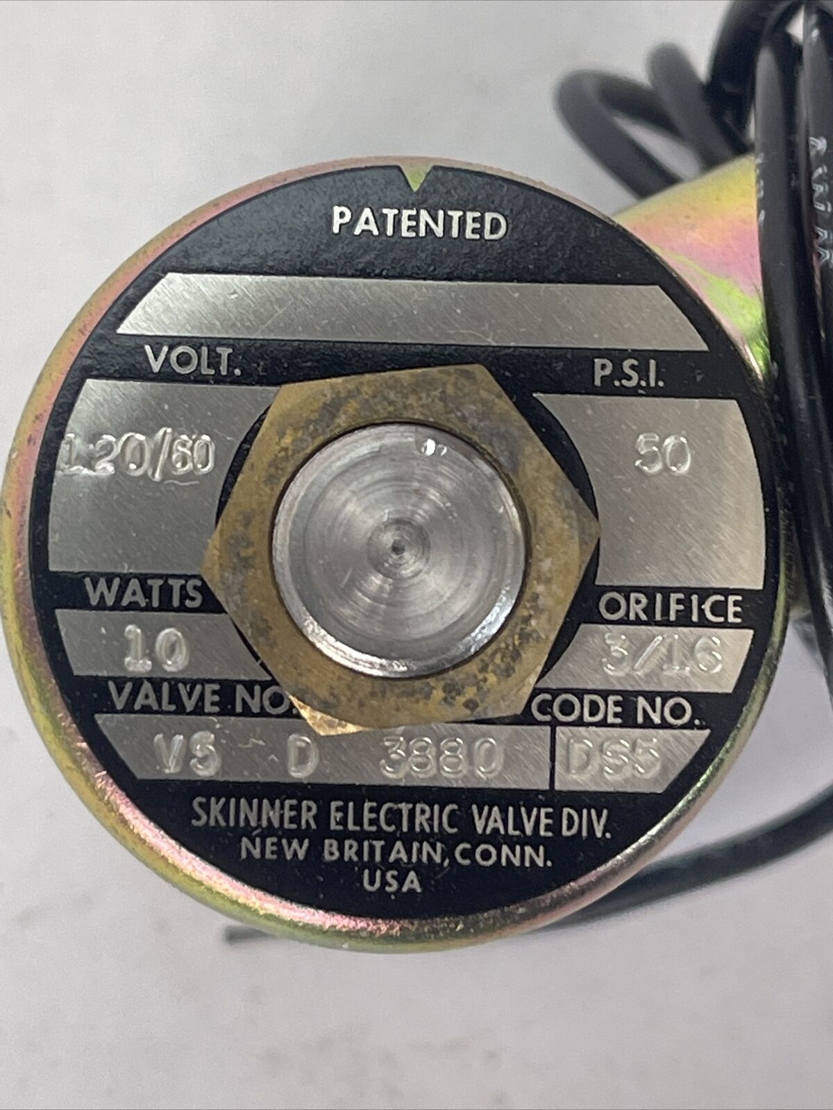 SKINNER V5D3880 V5 SERIES SOLENOID VALVE 50PSI 120V 60HZ 10WATTS