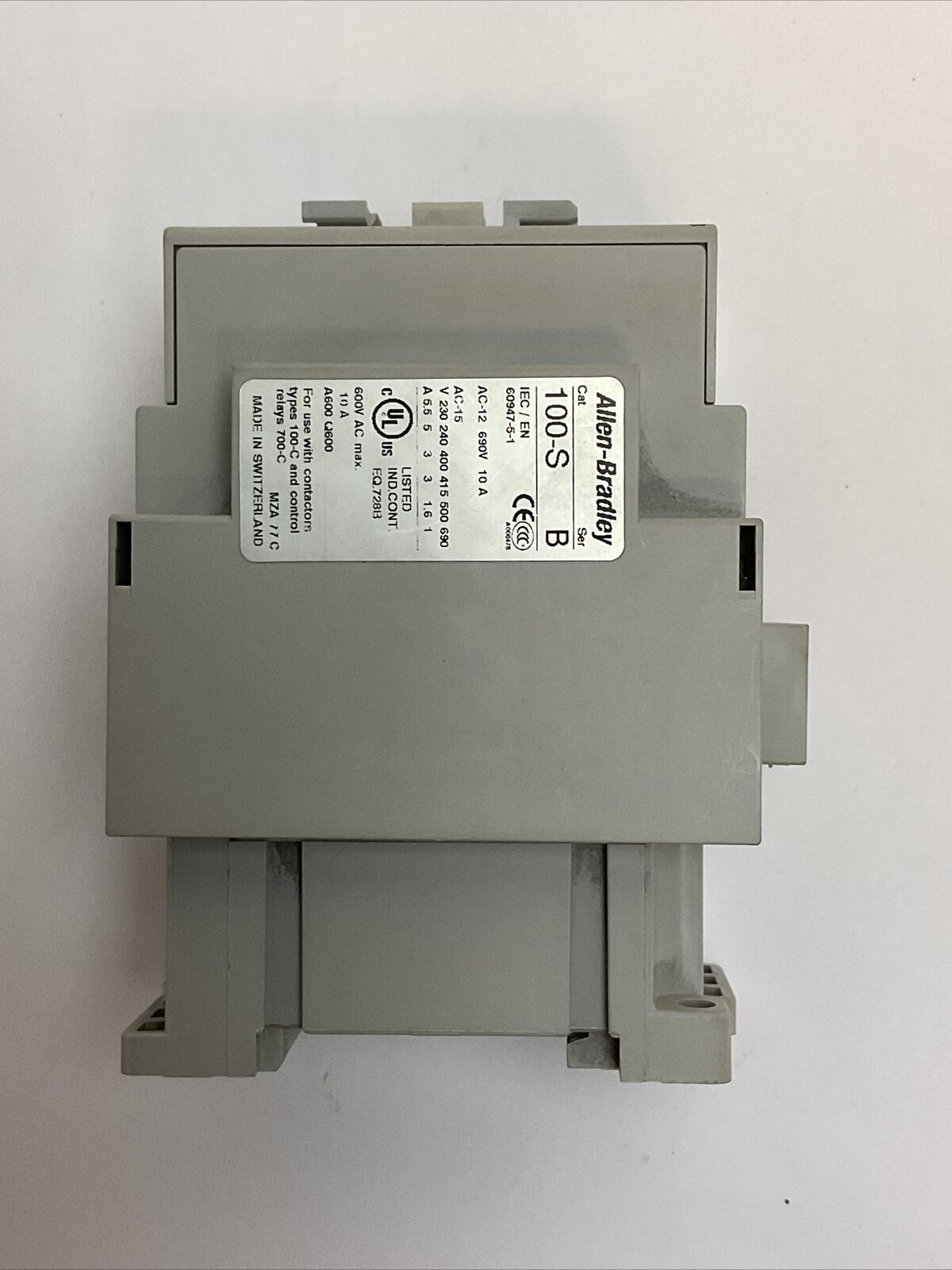 ALLEN BRADLEY 100-C30EJ01 CONTACTOR SER C 600VAC 55A 25HP 3PH COIL 24VDC