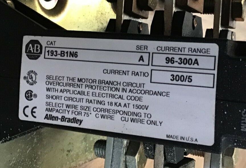 ALLEN BRADLEY 100-D300 STARTER 193-B1N6 40794-150-91-NNM3 130V 50/60HZ