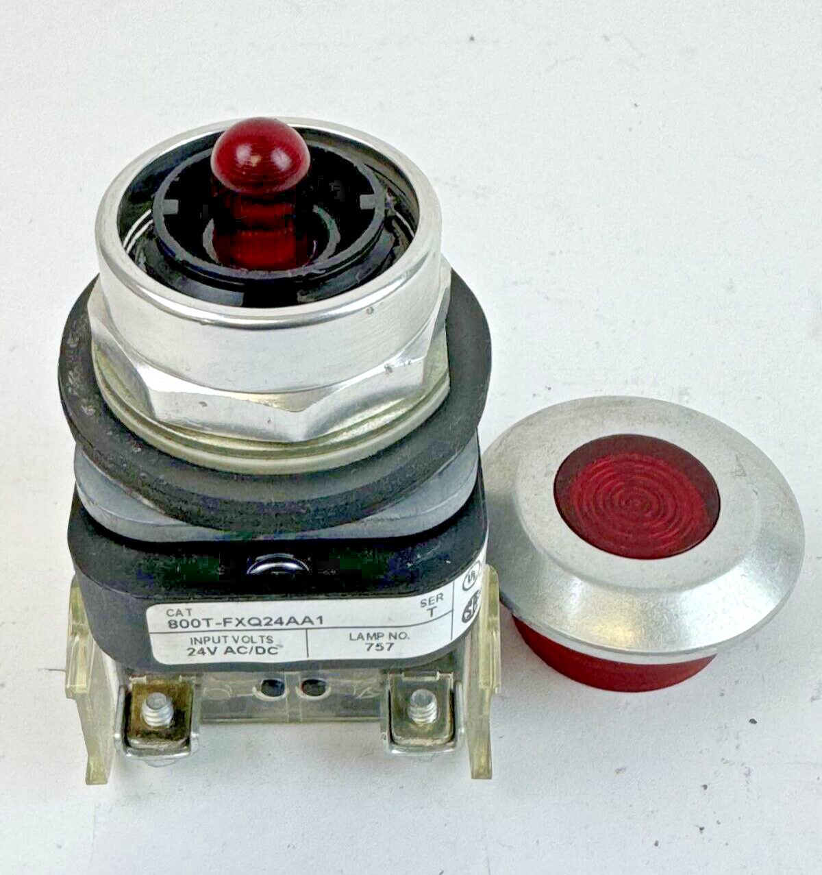 ALLEN-BRADLEY - 800T-FXQ24RAA1 SER. T - RED MUSHROOM PUSH/PULL BUTTON W/ BLOCK