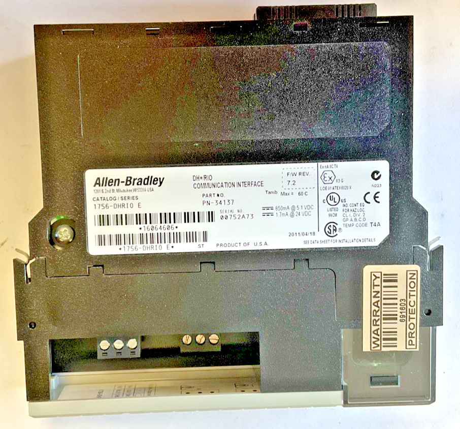 ALLEN BRADLEY 1756-DHRI0 COMMUNITCATION INTERFACE FW:7.2 24VDC