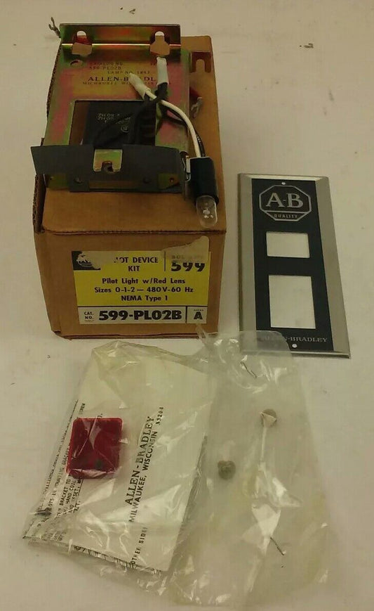 ALLEN BRADLEY 599-PL02B SER. A, PILOT LIGHT W/ RED LENS, SIZES 0-1-2, 480V- 60HZ