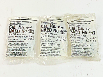 ITE / SIEMENS *LOT OF 3* - TC1Q1 - BREAKER LUG KIT  - FOR EQ FRAMES (6 PC/ PKG)