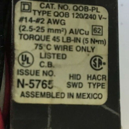 SQUARE D QOB120PL5393 CIRCUIT BREAKER 20A 120/240VAC 50/60HZ  1POLE