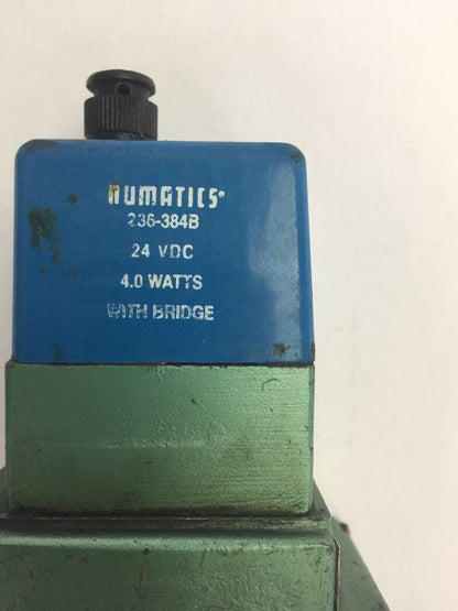 NUMATICS 123BA400L035A SOLENOID VALVE 236-384B 24 VDC 4.0 WATTS