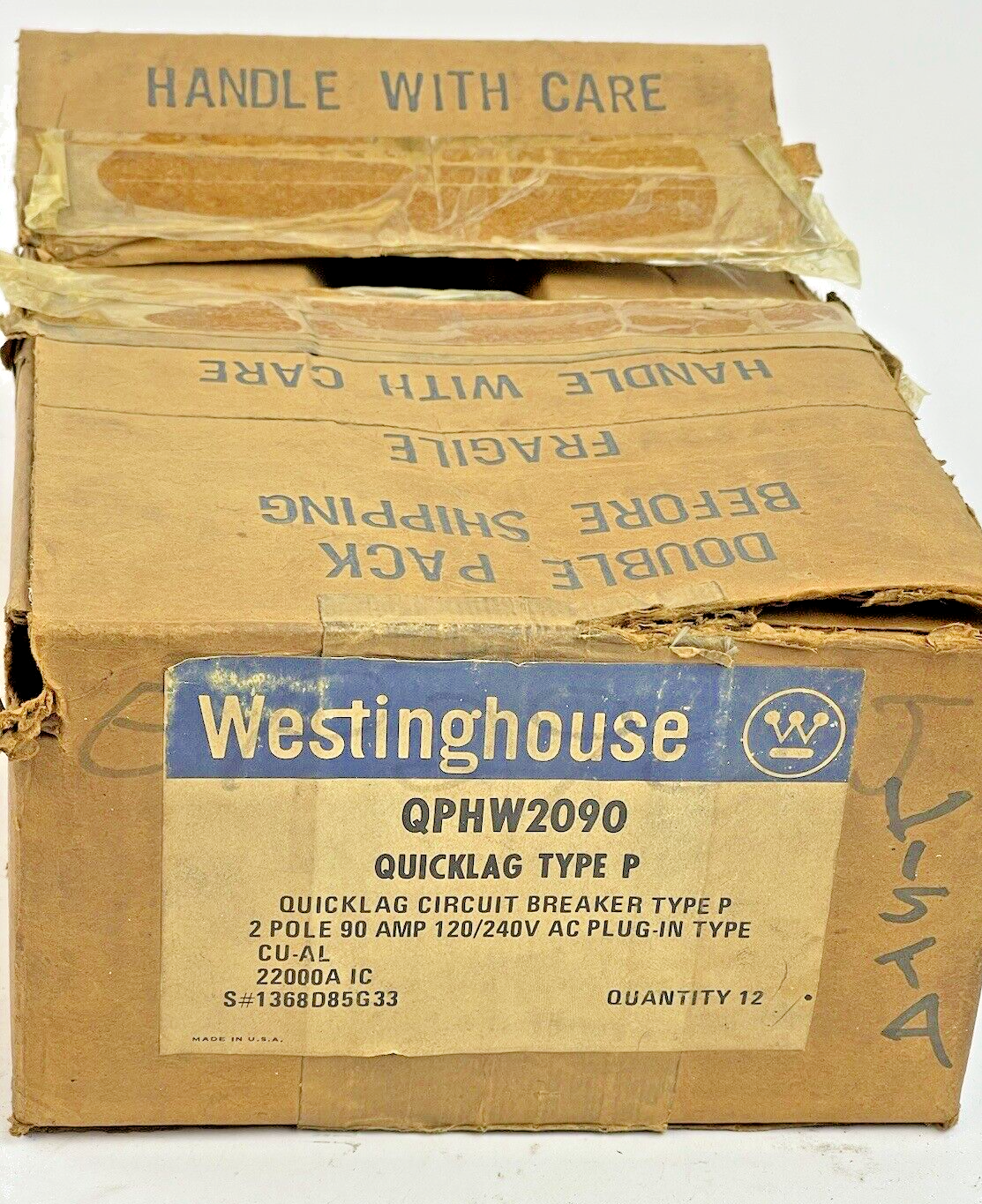 WESTINGHOUSE **BOX OF 12** - QPHW2090 - 90A/2 POLE/240 VAC/QUICKLAG/TYPE P - NEW