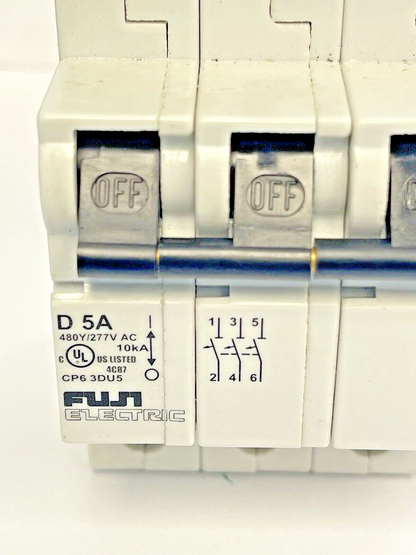 FUJI - CP6 3DU5 -5A MANUAL MOTOR CONTROLLER - 480/277 VAC & CP6 H1U AUX CONTACT