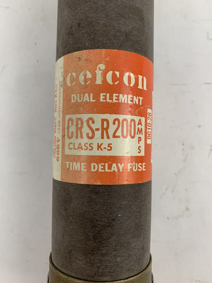 Cefco CRS-R200 200A 600V Class K5 Fuse "Lot of 2"