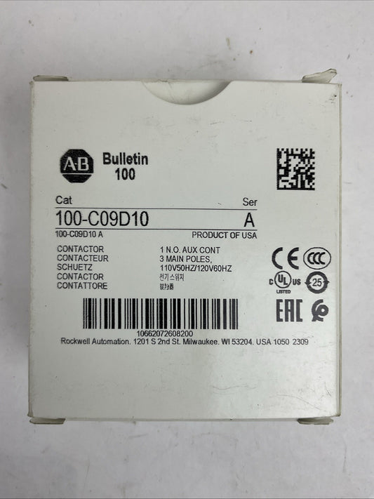 ALLEN BRADLEY 100-C09D10 SER A CONTACTOR 110/120V 50/60HZ COIL