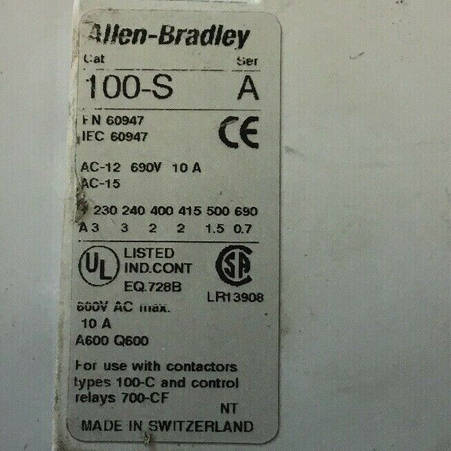 ALLEN BRADLEY 100-C30Z*00  Ser. B CONTACTOR w/ 100-S AUX. CONTACTOR Ser. B