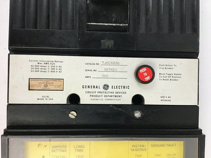 GE TJS36036 CIRCUIT BREAKER 300A 600VAC W/ VERSATRIP 300A  TRIP UNIT