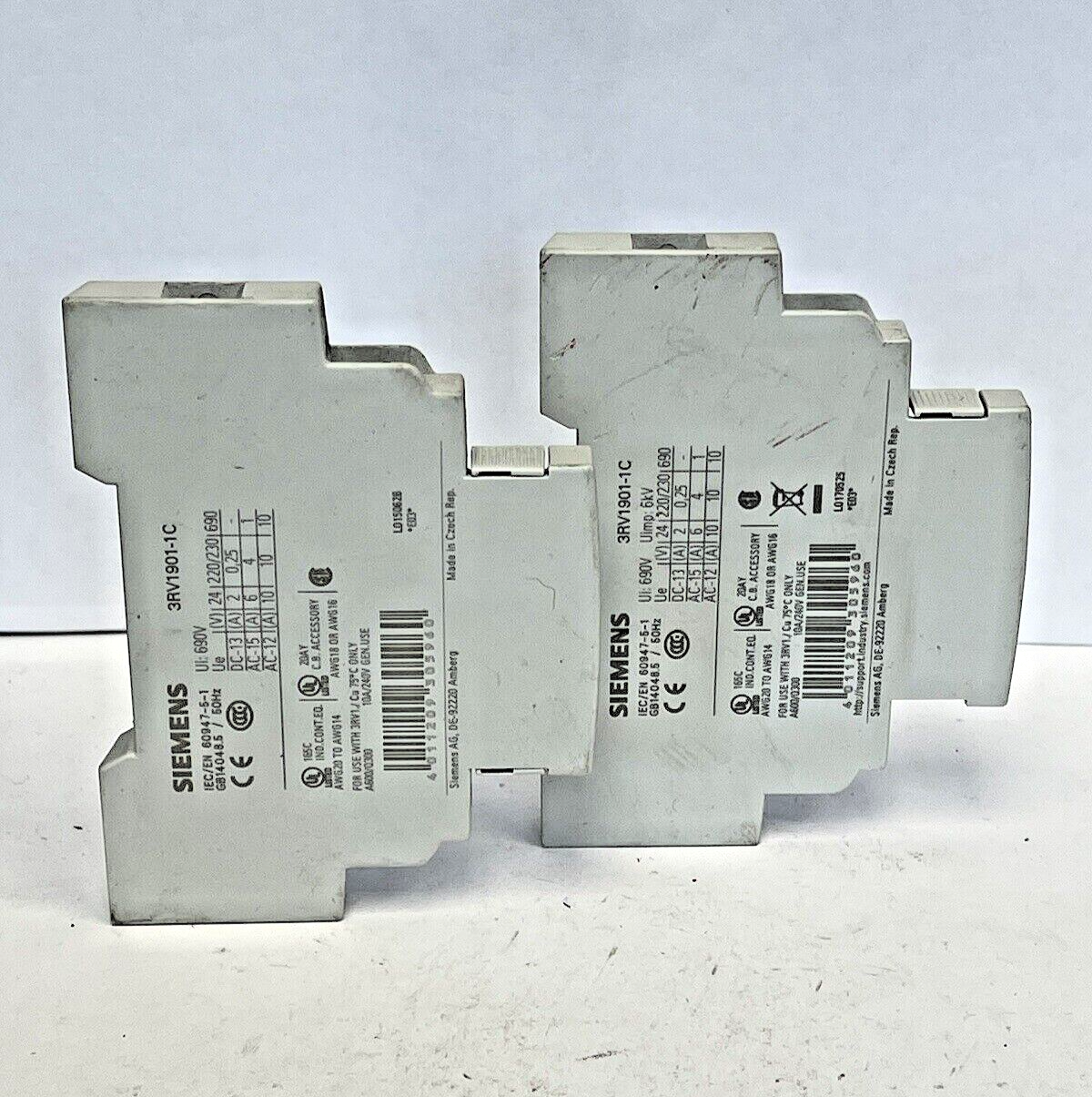 SIEMENS *LOT OF 2*- 3RV1901-1C - AUXILIARY SWITCH - CIRCUIT BREAKER ACCESSORY