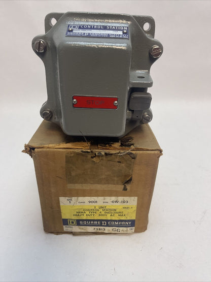 SQUARE D 9001 GW-103 CONTROL STATION SERIES A 600VAC NEMA TYPE 4 ENCLOSURE STOP