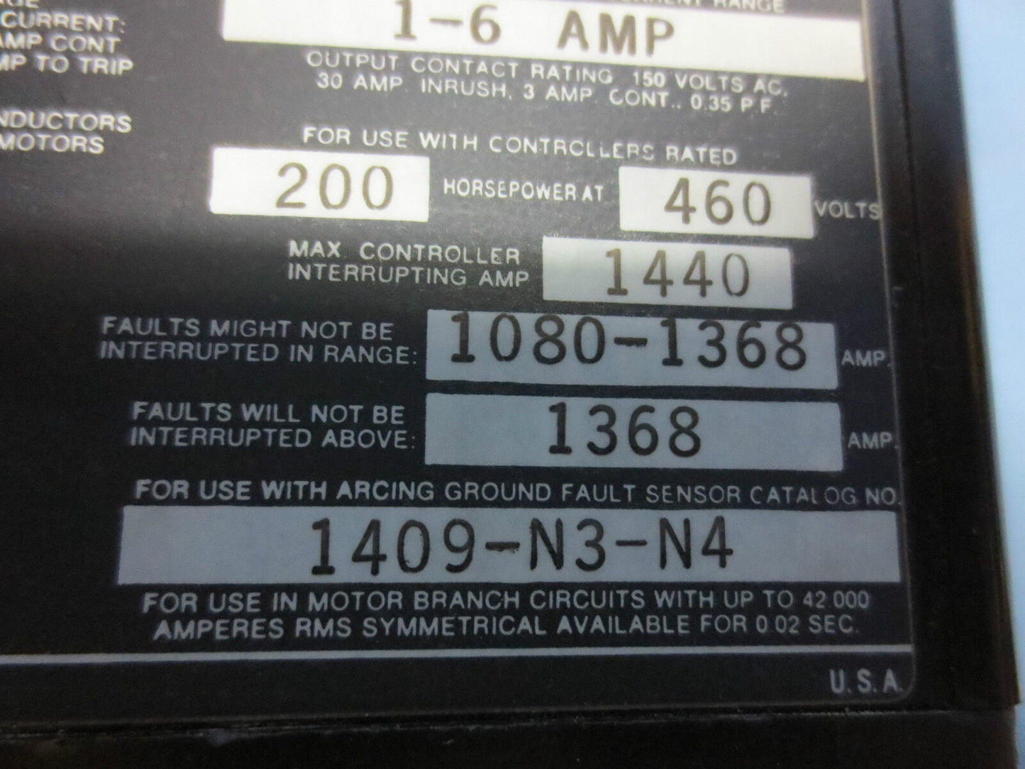 ALLEN-BRADLEY 1409-FOBD, Ser. A ARCING GROUND FAULT RELAY