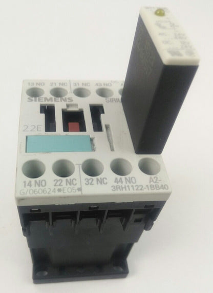 Siemens 3RH1122-1BB40 DC 12V-24V Contactor W/ 3RT1916-1JJ00 SURGE SUPPRESSOR