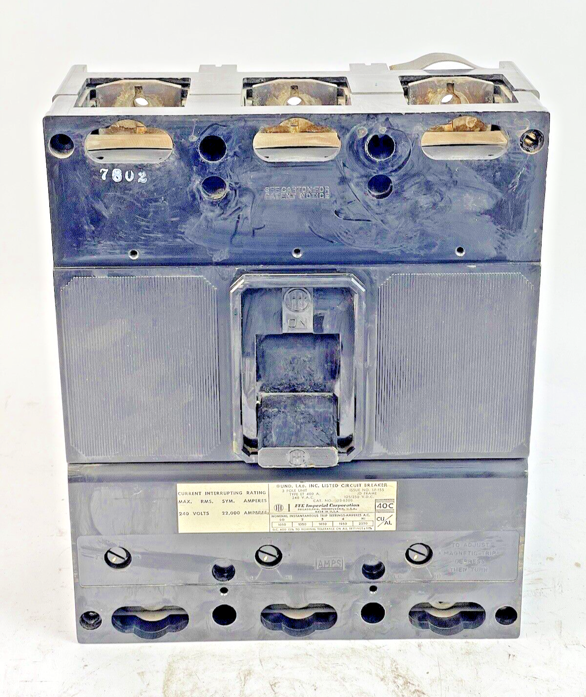 ITE / GOULD - JD3-B300 - CIRCUIT BREAKER -300 AMP, 240 VAC, 3 POLE, 400 A CASING