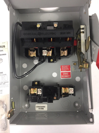GE TH2261RDC HEAVY DUTY SAFETY SWITCH 2 POLE 2 WIRE 30 AMP VOLTS: 600VDC/250VDC