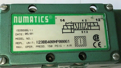 NUMATICS 123BB400MP00061 24VDC PNEUMATIC SOLENOID VALVE