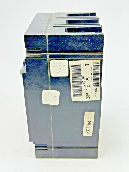 GE - TED134015 - IND. CIRCUIT BREAKER W/ AUX SWITCH - 15A, 480 VDC, 3 POLE - NEW
